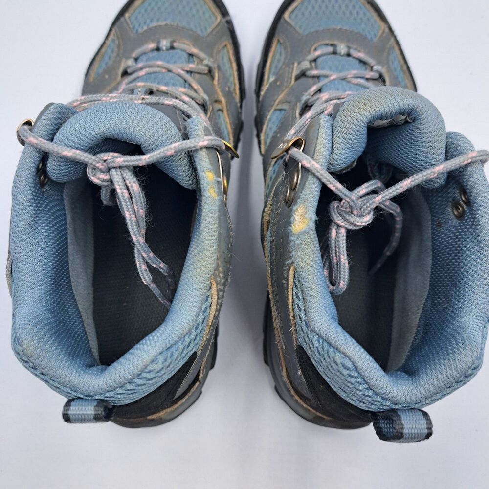 Merrell Kids Moab 3 Mid Waterproof Hiking Boots Size 4.5 Kids Gray Blue Pink - Picture 5 of 9